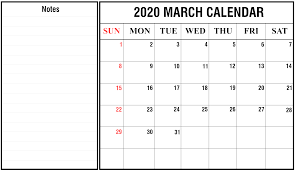 Free March Calendar 2020 Printable Template In Pdf Word Excel