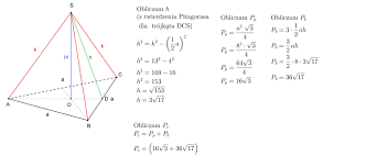 Oblicz pole powierzchni całkowitej ostrosłupa prawidłowego trójkątnego o  krawędzi podstawy 8 i krawędzi - Brainly.pl