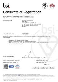 wasol corporation maintains iso 9001