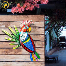 Perfk Metal Parrot Wall Art Decor