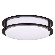 Shop Horizon 12 In W Led Bronze Flush Mount Ceiling Light Fixture White Shade 12 In W X 3 5 In H X 12 In D Overstock 28386922