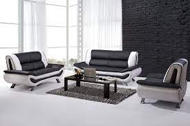 Black And White Leather Sofa Set