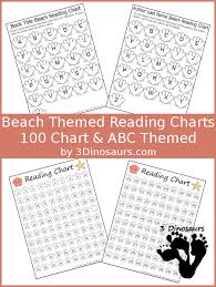 Summer Reading Beach Themed Reading Charts 3 Dinosaurs