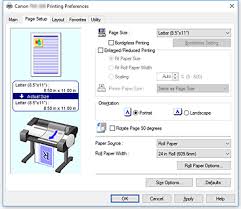 The password is either canon or the printer serial number (if it is specified). Canon Imageprograf Manuals Tm 200 Page Setup Tab Description