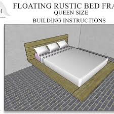 Floating Rustic Bed Frame Queen Size
