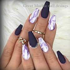 Once you've mastered the classic marble nail, it's time to get experimenting. 25 Marble Nail Design With Water Nail Polish 1 Nails Nailideas In 2020 Matte Purple Nails Marble Nail Designs Cute Acrylic Nail Designs