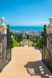 baha i gardens haifa israel stock photo