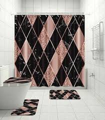 Black Pink Diamond Pattern Bathroom