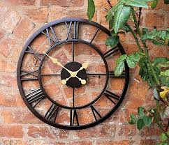 Wall Clock Skeleton Metal Retro Round