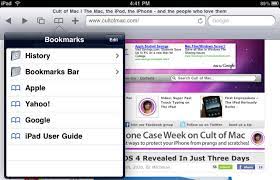 bookmarks bar in safari for ipad