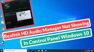 realtek hd audio manager not showing