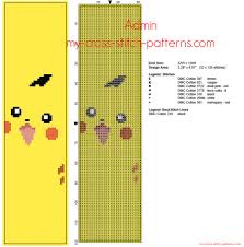 Cross Stitch Bookmark With Pokemon Pikachu Free Pattern