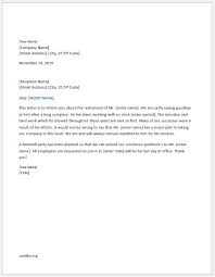 Template of a retirement announcement email to: 27 Announcement Letter Templates For Everyone Word Document Templates