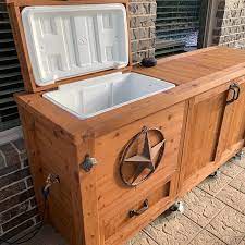 Rustic Wooden Cooler Bar Cart