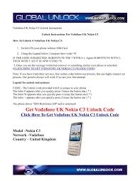 Start the samsung galaxy note8 with an unaccepted simcard (unaccepted means different than the one in which the device works) 2. Calameo Unlock Instructions For Vodafone Uk Nokia C3