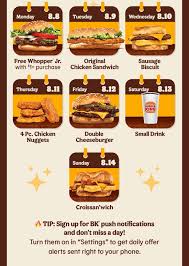 burger king free menu item daily on
