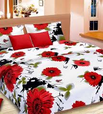 Premium Red White Satin Bed Sheet