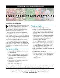 Freezing Fruits And Vegetables Osu Extension Catalog