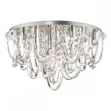 Quality lighting uk ceiling lights. Roxanne Large Chrome Flush Fit Ceiling Light With Crystal Swags And Droplets Shop By Type From Bespoke Lights Uk