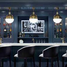 75 Home Bar With Blue Cabinets Ideas