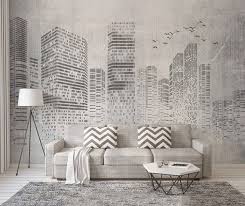 Modern City 3d Embossed Wall Mural