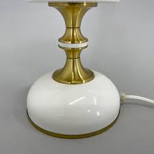 Vintage Milk Glass And Brass Table Lamp