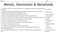 metalloids worksheet wordmint