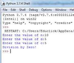 python program to handle divide by zero