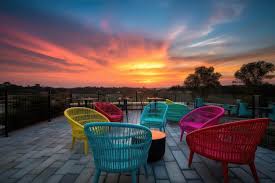 Patio With Colorful Outdoor Furniture