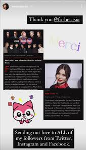 According to forbes asia, the list has given special focus to celebrities who, despite canceled physical events and activities, managed to remain active and relevant, largely by using social media to interact with their fans, raise awareness and what an honor to be part of forbes asia's 100 digital stars. 8opkjouia7ct8m
