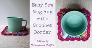 easy sew mug rug with crochet border