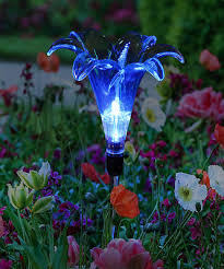 Blue Lily Solar Garden Stake