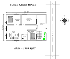 46 X30 2bhk South Facing House Plan As