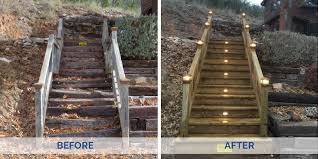 Brick wall & stone steps handrail Learn How To Build A Handrail For Concrete Stairs And Keep Your Backyard Staircase Safe Decksdirect