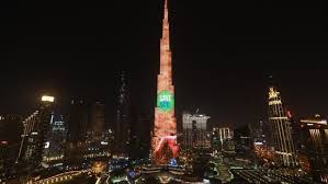dubai s iconic burj khalifa lights up
