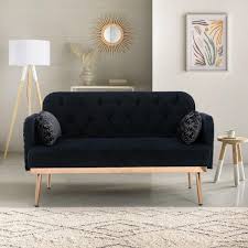 modern 55 1 in black velvet 2 seater