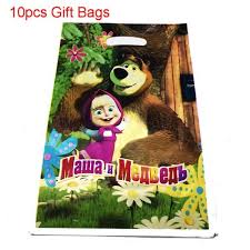 10pcs gift bags masha and the bear