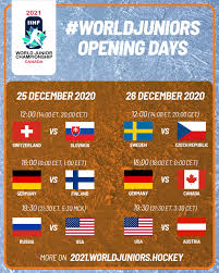 The 2021 international ice hockey federation world junior championship will take place in edmonton, alberta u.s. Iihf World Juniors Schedule Is Here