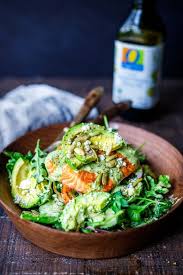 grilled salmon salad with creamy
