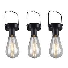 Set Of 3 Outdoor Hanging Lamps Black On
