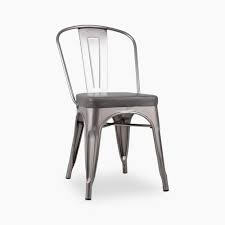tolix style metal dining chair grey