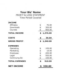 Profit And Loss Statement Template Free Download Monthly Income