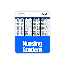 Nursing Student Badge Buddy Horizontal W Height Weight Conversion Charts Oversized Blue