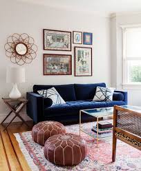 Velvet Sofa Living Room Blue Couch