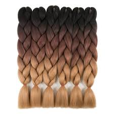 6 Packs Ombre Braiding Hair Kanekalon Braiding Hair Extensions 24 Inches Black Dark Brown Light Brown