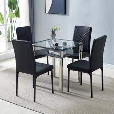 Dining Table Sets Square Glass Metal