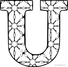 The capital letter u has three sea urchins peeking around the letter u. Stained Glass Letter U Coloring Page Coloringall