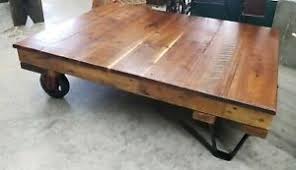 This is a heavy duty coffee table built to this antique style factory cart coffee table with reclaimed wood is an incredible piece. Industrial Factory Cart Coffee Table Large Refurbished 48x38 Inches 14 Inch Tall Ebay