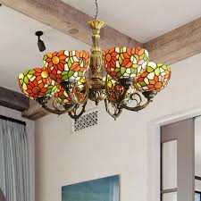 Stained Glass Rustic Chandelier