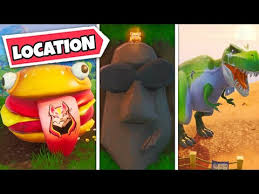 Even fortnite's challenges went back in time a little bit. Visit Painted Durr Burger Dinosaur And A Stone Head Location In Fortnite Season 10 Youtube